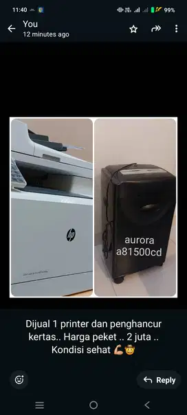 Dijual 1 printer plus 1 penghancur kertas/dokumen
