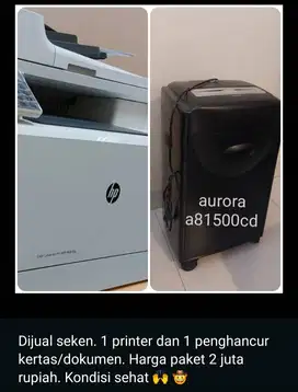 Dijual 1 printer plus 1 penghancur kertas/dokumen