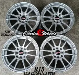 Jual velg ssw r15 4x100 4x114,3 brio agya ayla jazz yaris dll