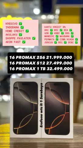 Iphone 16 Promax 256GB Promo Cashback Harga bisa cicilan