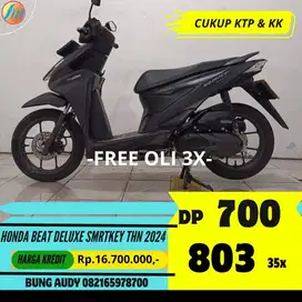 HONDA BEAT DLX SMARTKEY TAHUN 2024 SIAP PAKAI BERGARANSI, GRATIS SRVS