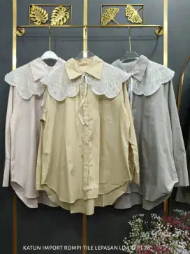 Kemeja aplikasi  kerah lepas pasang
