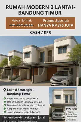 RUMAH MODERN 2 LANTAI - BANDUNG TIMUR Harga promo