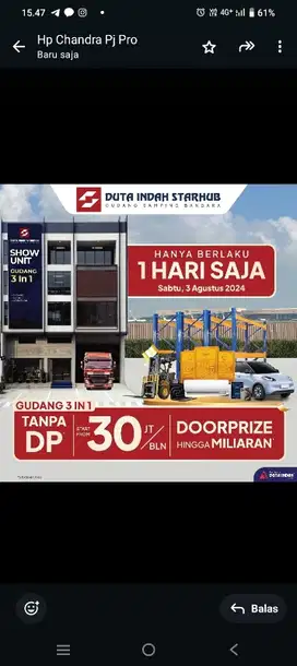 D jual gudang duta indah StarHub