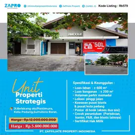 Jual ruko kawasan bisnis & pusat kota padang,lokasi pinggir jalan raya