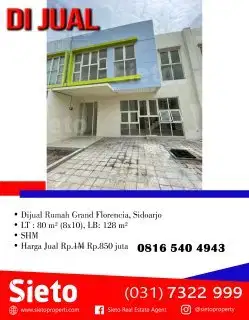 Dijual Cepat! Rumah Grand Florencia, Sidoarjo