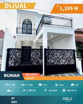 Termurah Dijual Rumah Gress American Classic di Sulfat Kota Malang