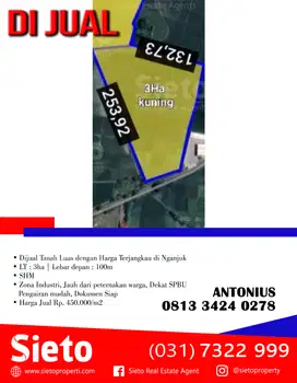 Dijual Tanah Luas dengan Harga Terjangkau di Nganjuk