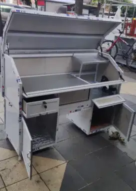 Rombong kopi sepeda motor keliling bahan alumunium acp
