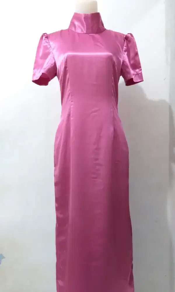 Longdress Pink Bahan Satin
