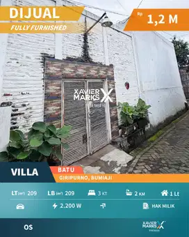 Dijual Villa Furnish Kawasan Wisata di Giripurno Batu Malang