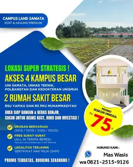 DIJUAL KAVLING RUKO Murah di Makassar Bonus FREE Biaya SHM, AJB, Pajak