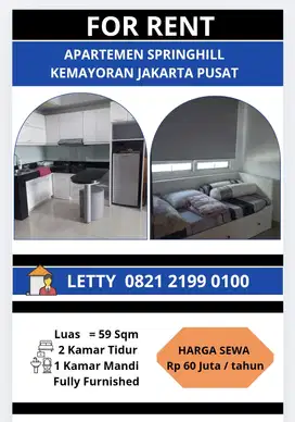 Apartemen Springhill Kemayoran Jakarta Pusat Rp 60 Juta/ tahun