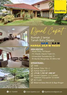 Di jual rumah luas dan asri di tanah baru depok