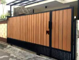 Pintu pagar grc model kayu