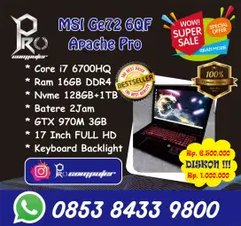 MSI GE72 6QF Apache Pro Gaming Render Prokomputer