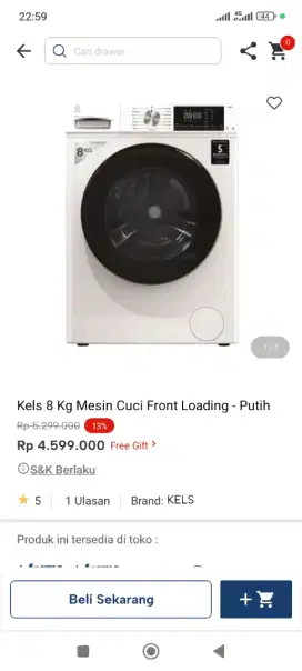 Kels 8kg mesin cuci front loading