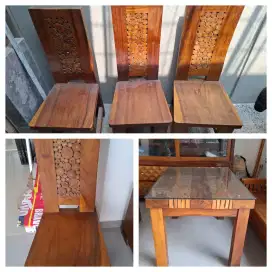 JUAL SET MEJA + KURSI MAKAN JATI
