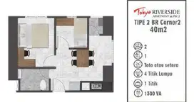 Dijual Apartemen Tokyoriverside Pik2 ukuran 40 meter 2 kamar