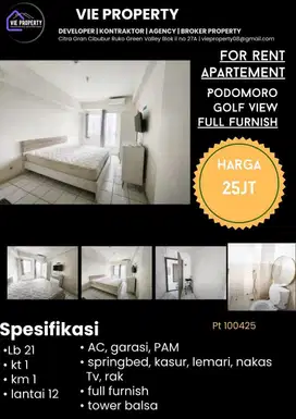 DISEWA MURAH, NEGO SAMPE DEAL, APARTEMEN PODOMORO GOLF VIEW CIMANGGIS