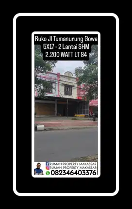 Ruko Jalan Poros Jl. Temanurung Raya Gowa LT 86 M²  LB 170 Lantai 2