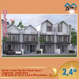 DIJUAL Rumah 3 Lantai 90M Siap Huni Taman Surya 5 Jakarta Barat - SS