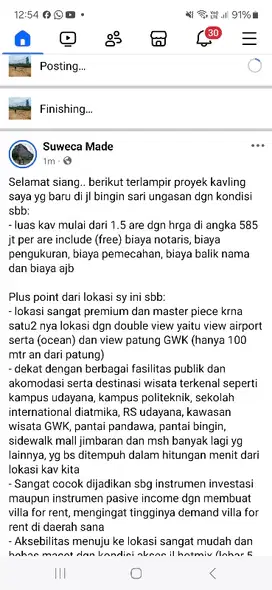 tanah kavling termurah di jl bingin ungasan