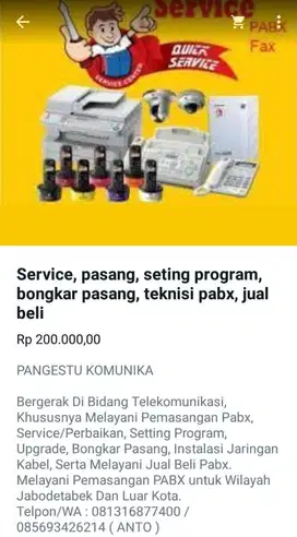 Service cctv kamera,pabx di serpong,bsd,alam sutera,taman tekno,cinere