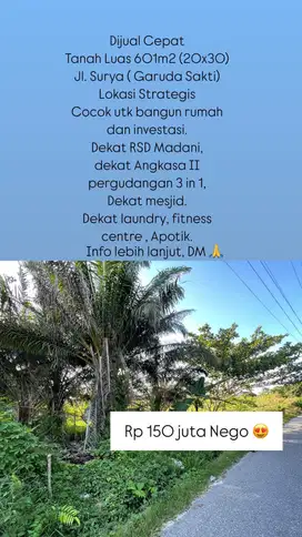 JUAL MURAH TANAH JL SURYA GARUDA SAKTI KM 2,5