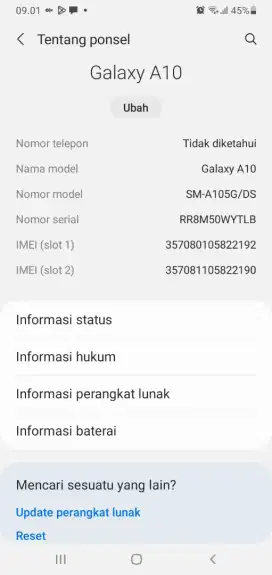 Dijual segera Samsung A10 ram 2gb