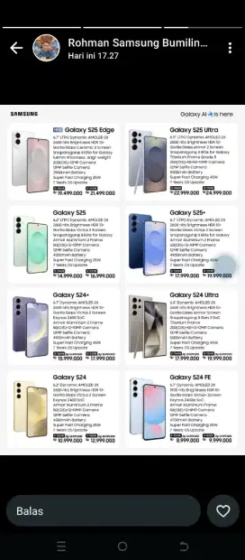 Samsung S25 Edge Garansi Resmi Samsung  Bisa Cicilan