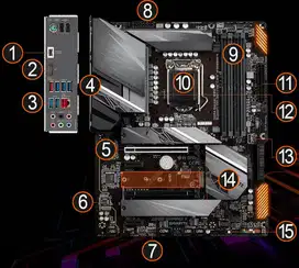 GIGABYTE Z590 GAMING X Motherboard PC - Intel LGA 1200 Gen 10 11