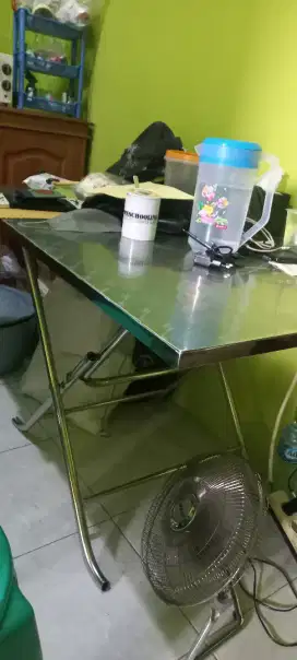 Meja makan stainless 120x80x75cm lipatan