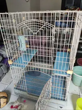 Kandang kucing 3 tingkat lengkap kokoh