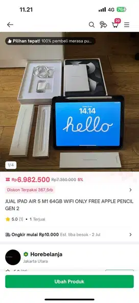 JUAL IPAD AIR 5 M1 64GB WIFI ONLY APPLE PENCIL GEN 2