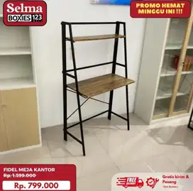 Meja belajar lipat dengan rak