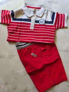 Setelan merah putih brand Little M usia 3-5 tahun