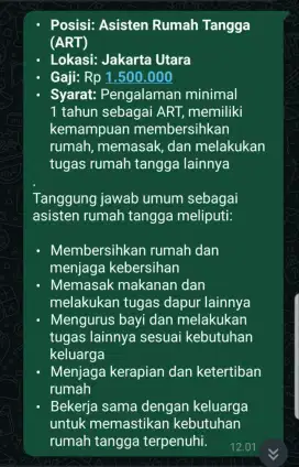 Lowongan ART di Jakarta Utara