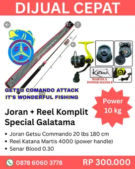 Pancing Set Kolam/Laut Joran + Reel - Kekuatan 10 kg