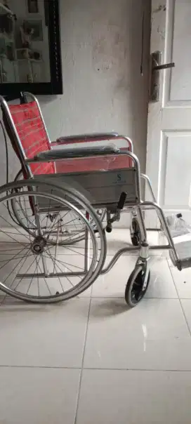 Kursi Roda Rem Tangan Siap Pakai + Tongkat 4 kaki