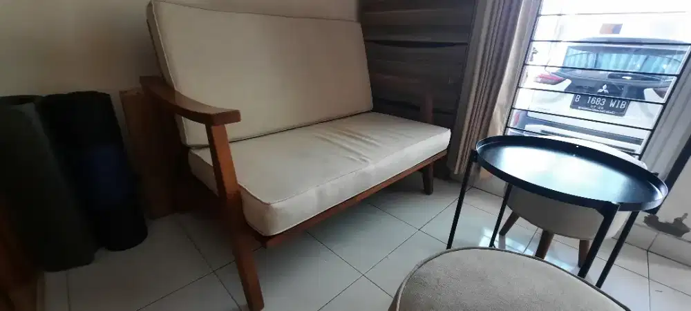 Kursi tamu jengki 2 seat dan 2 stool jati jepara