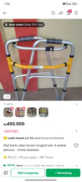 Tongkat 4 kaki/walker