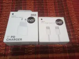 Adaptor Original Iphone 15Pro 35watt+Kabel Data Tipe C To C 60W(New)