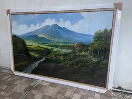 Lukisan Pemandangan Alam dan Bunga - Handmade
