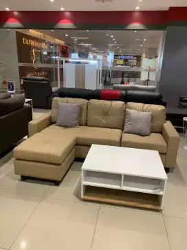 dijual cepat sofa L kulit minimalis