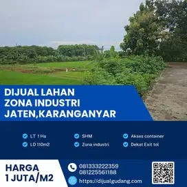 Gudang Jaten Karanganyar luas 1 Ha pusat kota Harga Murah
