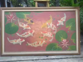Jual lukisan kanvas 8 ikan Koi karya R mulyadi