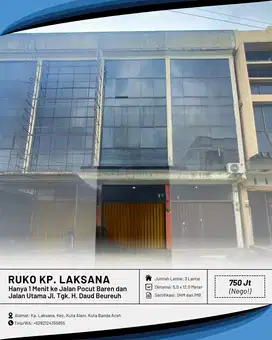 Dijual Ruko/Toko dekat Gapura Kp. Laksana Kuta Alam Kota Banda Aceh