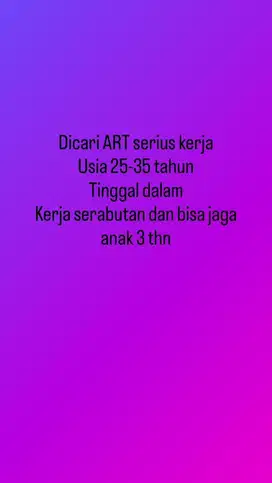 Loker ART tinggal dalam
