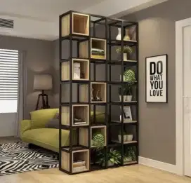 Partisi Ruangan Industrial Rak Pajangan Rak Hiasan Sekat Ruangan